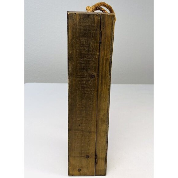 13"x4"x3.5" Rustic Wood Single Bottle Hinged Wine Liquor GIFT BOX Tote Carrier - Picture 3 of 8